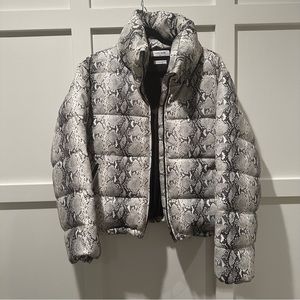 NOIZE vegan leather snakeskin puffer jacket